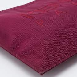 Pre Owned Kenzo Burgundy Canvas Tiger Embroidery Wristlet Pouch