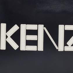 Pre Owned Kenzo Black Leather Logo Zipped Pouch