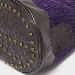 Pre Owned Kenzo Purple/Brown Velvet and Leather Hobo