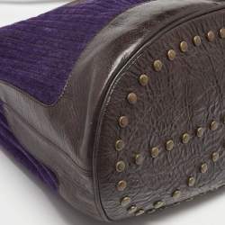 Pre Owned Kenzo Purple/Brown Velvet and Leather Hobo