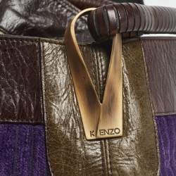 Pre Owned Kenzo Purple/Brown Velvet and Leather Hobo