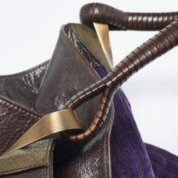 Pre Owned Kenzo Purple/Brown Velvet and Leather Hobo