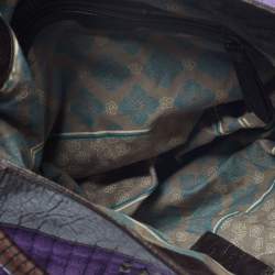 Pre Owned Kenzo Purple/Brown Velvet and Leather Hobo