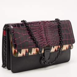 Pre Owned Kenzo Multicolor Croc Embossed Leather Le Diz Huit Shoulder Bag