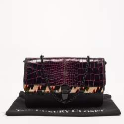 Pre Owned Kenzo Multicolor Croc Embossed Leather Le Diz Huit Shoulder Bag