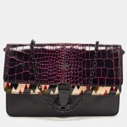 Pre Owned Kenzo Multicolor Croc Embossed Leather Le Diz Huit Shoulder Bag