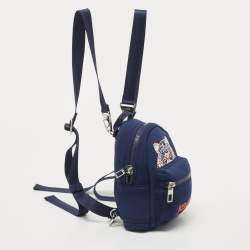 Pre Owned Kenzo Navy Blue Tiger Embroidered Neoprene Mini Backpack