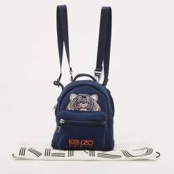 Pre Owned Kenzo Navy Blue Tiger Embroidered Neoprene Mini Backpack