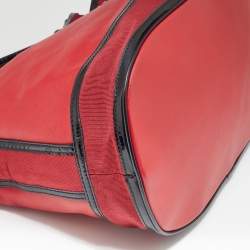 Kenzo Red/Black Leather and Canvas Embellished Bow Tote