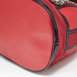 Kenzo Red/Black Leather and Canvas Embellished Bow Tote
