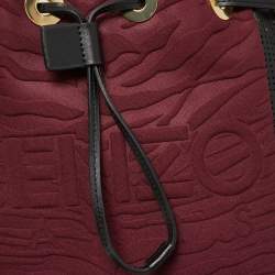 Pre Owned Kenzo Multicolor Fabric and Perforated Leather Kombo Bucket Bag