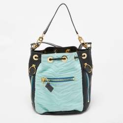 Pre Owned Kenzo Multicolor Fabric and Perforated Leather Kombo Bucket Bag