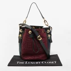 Pre Owned Kenzo Multicolor Fabric and Perforated Leather Kombo Bucket Bag