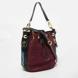 Pre Owned Kenzo Multicolor Fabric and Perforated Leather Kombo Bucket Bag