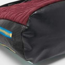 Pre Owned Kenzo Multicolor Fabric and Perforated Leather Kombo Bucket Bag