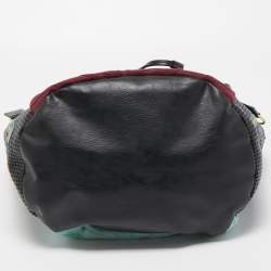 Pre Owned Kenzo Multicolor Fabric and Perforated Leather Kombo Bucket Bag