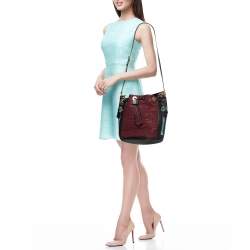 Pre Owned Kenzo Multicolor Fabric and Perforated Leather Kombo Bucket Bag