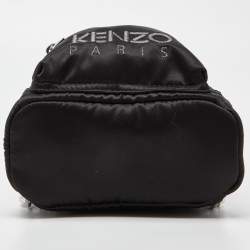 Kenzo Black Satin Mini Embroidered Tiger Backpack