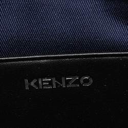 Pre Owned Kenzo Blue/Black Canvas and Leather Messenger Bag