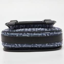 Pre Owned Kenzo Blue/Black Canvas and Leather Messenger Bag