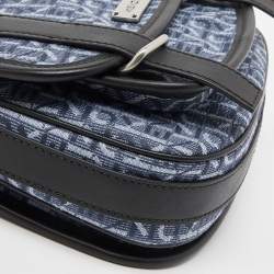 Pre Owned Kenzo Blue/Black Canvas and Leather Messenger Bag