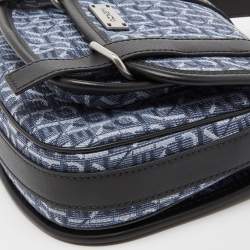 Pre Owned Kenzo Blue/Black Canvas and Leather Messenger Bag