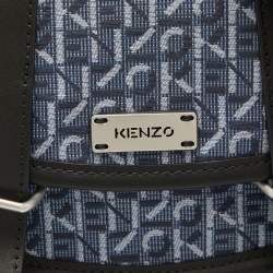 Pre Owned Kenzo Blue/Black Canvas and Leather Messenger Bag
