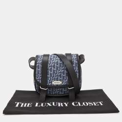 Pre Owned Kenzo Blue/Black Canvas and Leather Messenger Bag