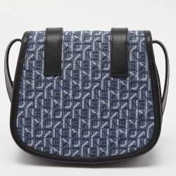 Pre Owned Kenzo Blue/Black Canvas and Leather Messenger Bag