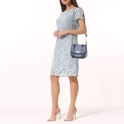 Pre Owned Kenzo Blue/Black Canvas and Leather Messenger Bag