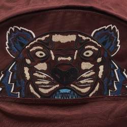 Pre Owned Kenzo Burgundy Nylon Embroidered Icon Tiger Backpack