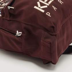 Pre Owned Kenzo Burgundy Nylon Embroidered Icon Tiger Backpack