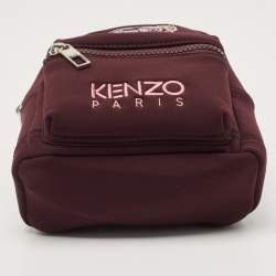 Pre Owned Kenzo Burgundy Neoprene Mini Embroidered Tiger Backpack