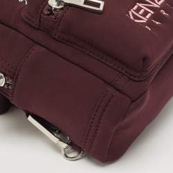 Pre Owned Kenzo Burgundy Neoprene Mini Embroidered Tiger Backpack
