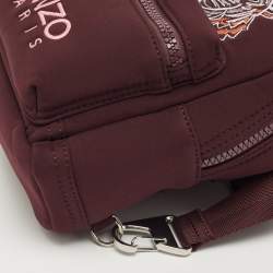 Pre Owned Kenzo Burgundy Neoprene Mini Embroidered Tiger Backpack