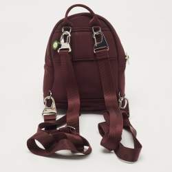 Pre Owned Kenzo Burgundy Neoprene Mini Embroidered Tiger Backpack
