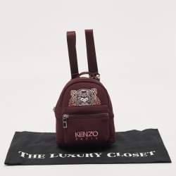 Pre Owned Kenzo Burgundy Neoprene Mini Embroidered Tiger Backpack