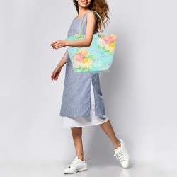 Kenzo Multicolor Floral Print Canvas Open Tote