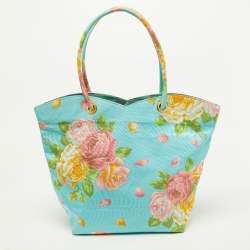 Kenzo Multicolor Floral Print Canvas Open Tote