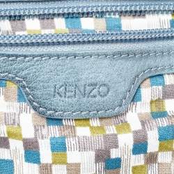 Kenzo Tri Color Embossed Leather Kisslock Frame Satchel 