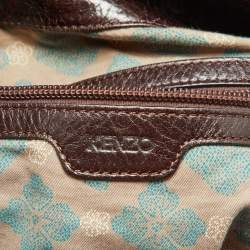 Pre Owned Kenzo Purple/Brown Stripe Velvet and Leather Studded Hobo