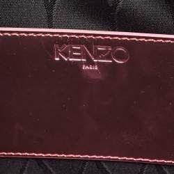 Pre Owned Kenzo Metallic Pink Leather Logo Top Zip Pouch