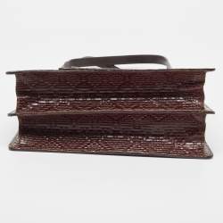 Pre Owned Kenzo Brown Woven Leather Metal Pin Flap Tote