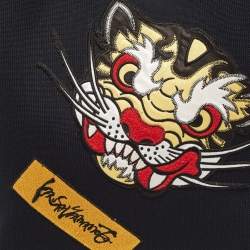 Pre Owned Kenzo Black/Yellow Canvas Contrasting Details Tote