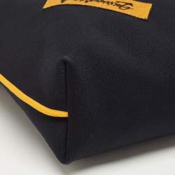Pre Owned Kenzo Black/Yellow Canvas Contrasting Details Tote