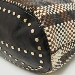 Pre Owned Kenzo Multicolor Woven Leather Studded Hobo
