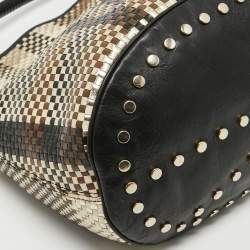 Pre Owned Kenzo Multicolor Woven Leather Studded Hobo