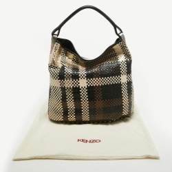 Pre Owned Kenzo Multicolor Woven Leather Studded Hobo