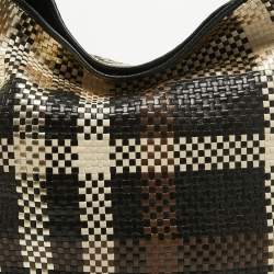 Pre Owned Kenzo Multicolor Woven Leather Studded Hobo