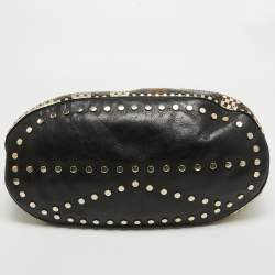 Pre Owned Kenzo Multicolor Woven Leather Studded Hobo